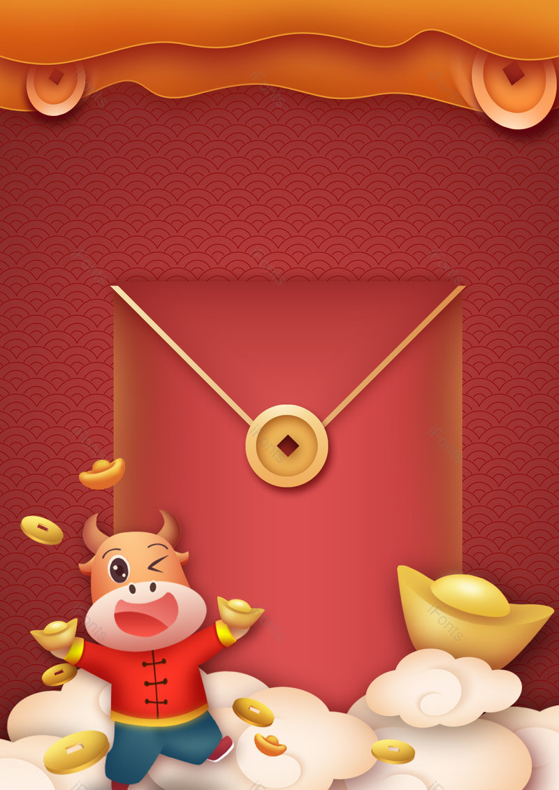 喜庆中国年复古风2021卡通节日背景,插画/手绘图,插画/手绘图库,插画/手绘图下载,插画/手绘